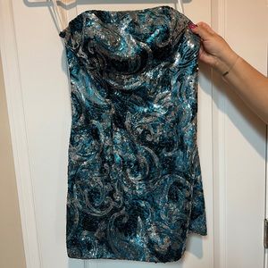 Sparkle mini dress with detachable hi low skirt